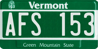 VT license plate AFS153