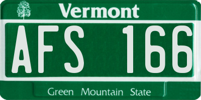 VT license plate AFS166