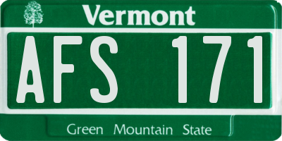 VT license plate AFS171