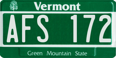 VT license plate AFS172