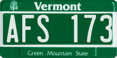 VT license plate AFS173