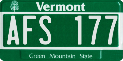 VT license plate AFS177