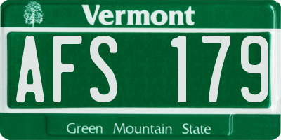 VT license plate AFS179