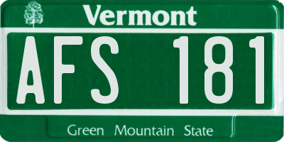 VT license plate AFS181