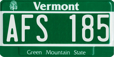 VT license plate AFS185