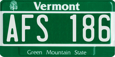 VT license plate AFS186