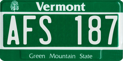 VT license plate AFS187