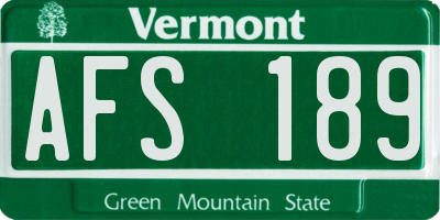 VT license plate AFS189