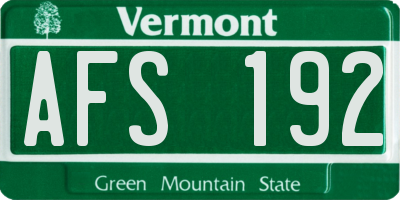 VT license plate AFS192