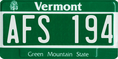 VT license plate AFS194