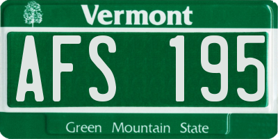 VT license plate AFS195