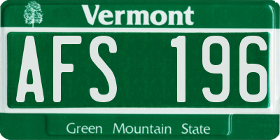 VT license plate AFS196