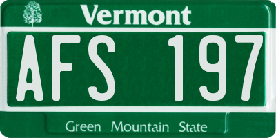 VT license plate AFS197