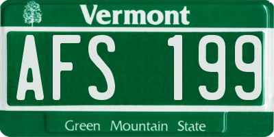 VT license plate AFS199