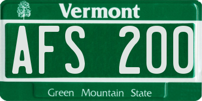 VT license plate AFS200