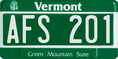 VT license plate AFS201