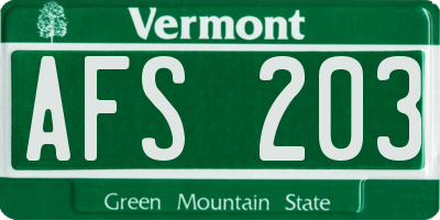 VT license plate AFS203
