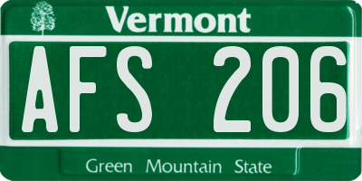 VT license plate AFS206