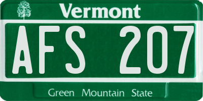 VT license plate AFS207