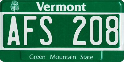 VT license plate AFS208