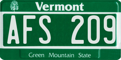 VT license plate AFS209