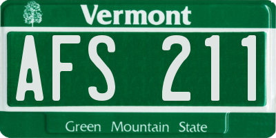 VT license plate AFS211