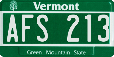 VT license plate AFS213
