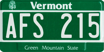 VT license plate AFS215