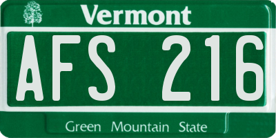 VT license plate AFS216