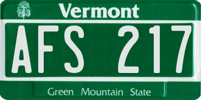 VT license plate AFS217