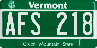 VT license plate AFS218