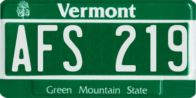 VT license plate AFS219