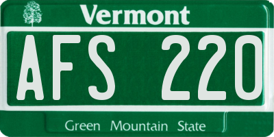 VT license plate AFS220
