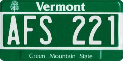 VT license plate AFS221
