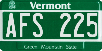 VT license plate AFS225