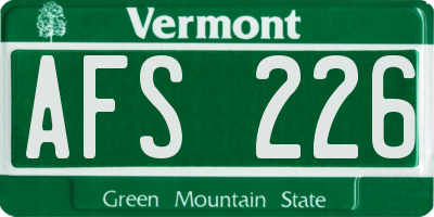VT license plate AFS226