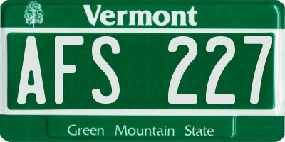 VT license plate AFS227