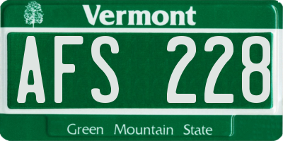 VT license plate AFS228