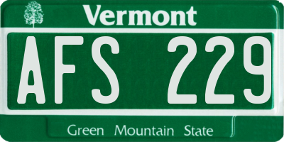 VT license plate AFS229