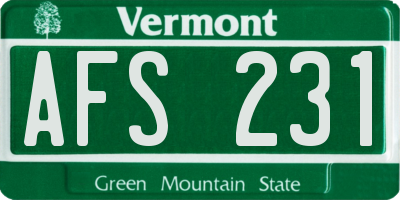 VT license plate AFS231
