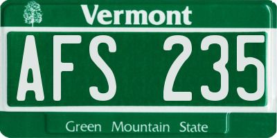 VT license plate AFS235