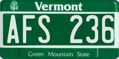 VT license plate AFS236
