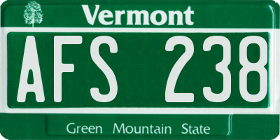 VT license plate AFS238