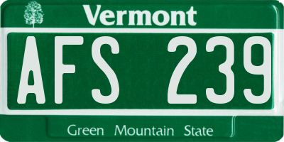 VT license plate AFS239