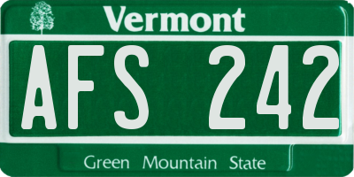 VT license plate AFS242