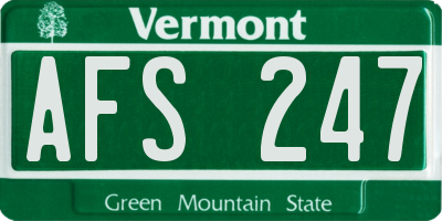 VT license plate AFS247