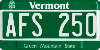 VT license plate AFS250
