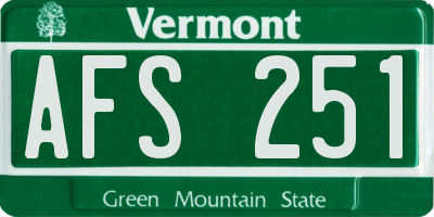 VT license plate AFS251