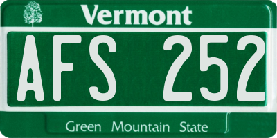 VT license plate AFS252