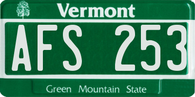 VT license plate AFS253